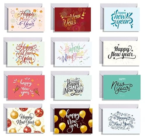 Dusenly 12 Pack Happy New Year Cards With Envelopes Stickers 2027 New Years Greeting Card Set 2027 Happy New Year Gift Supplies