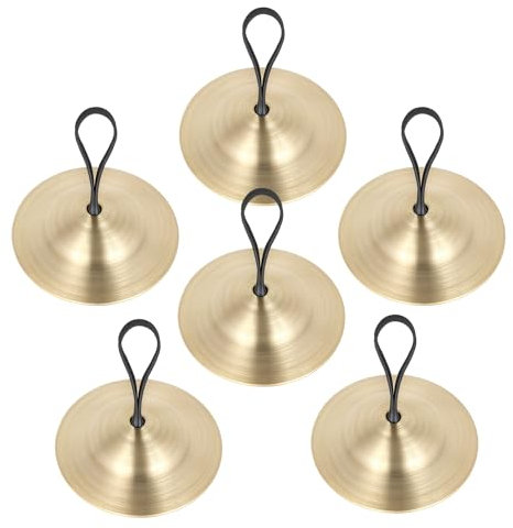 3 Paar Finger Becken Messing, Fingerzimbeln, Finger Becken mit elastischen Band, Bauchtanz Finger Cymbal, Musikinstrument für Tänzerin Ball Party