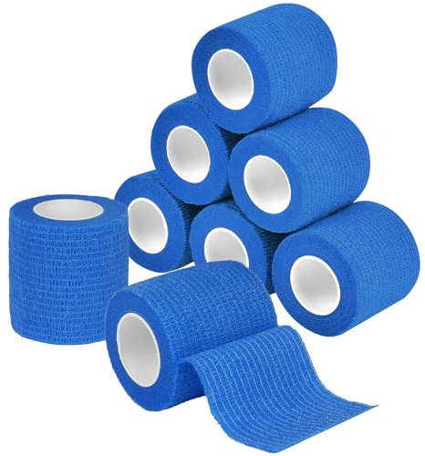 ACWOO 8 Rouleaux Bandage Autoadhésif 5 cm x 4,5 m, Bande Cohésive, Bandage Pansements Elastique, Bandage De Sport, Bandage Medical pour Premiers Secours, Bandage Animal Vétérinaire