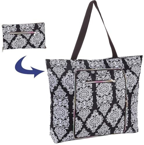 Rayson Faltbare Strandtasche Damen mit Reißverschluss Groß 46x10x43 cm Sommertaschen Badetasche xxl Familie Handtasche Shopper(Twill Bohemia)