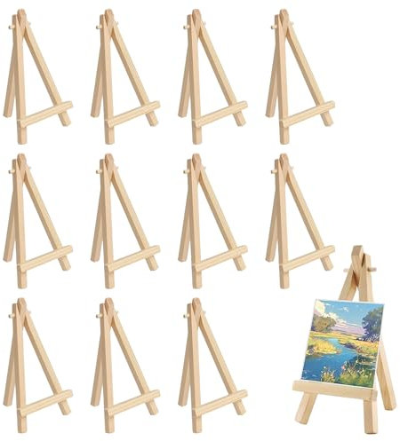 12 Pezzi Mini Cavalletto in Legno, 8 x 15 cm Cavalletti a Triangolo, Piccolo Cavalletto Segnatavolo, Cavalletto Portatile, Mini Cavalletti Porta Foto per Matrimonio, Per Quadri e Oggetti Decorativi
