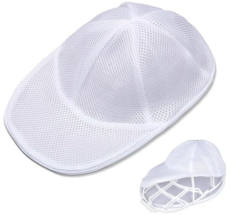 UEPOA Cap Waschmaschinen Form, Cap Wascher Abnehmbar Basecap Waschgestell Waschkäfig Geeignet Erwachsene Kinder für Feste Kappenform Hutwaschrahmen (Weiß)