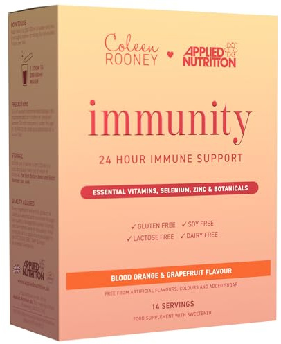 Applied Nutrition - Coleen Rooney - Immunity Powder - Vitamin & Mineral Boost - Best 24-Hour Immune Support - Best Vegan Immunity Defense - Enhanced Vitality (14 Servings) (Blood Orange & Grapefruit)
