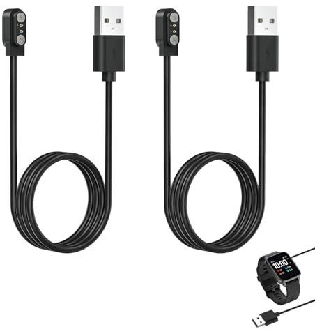 Eiaigky 2 Pcs Universal Smartwatch Magnetic Charger, 2 Pin 2.84mm Magnetic Charging Cable, Smartwatch Charger Compatible with Various Models, Fast and Secure Charging, Durable Design, Black