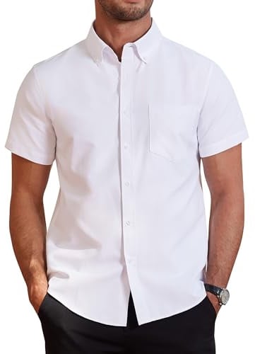 J.VER Hemd Herren Kurzarm Freizeit Business Oxford Baumwollhemd Mit Tasche | Sommerhemd, Regular Fit, Kurzarmhemd, Button Down, Atmungsaktiv, Shirt, Klassisch, Für Urlaub Hochzeit Büro Party Outdoor