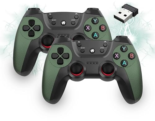 XIXIMENG USB Doppeltes Kabelloses Controller für Multiplayer, für Linux/Android für Game Box/Game Stick/Windows PC/TV Box,Plug & Play 2,4G Gamepad mit Hall-Effekt Joysticks (Grün)