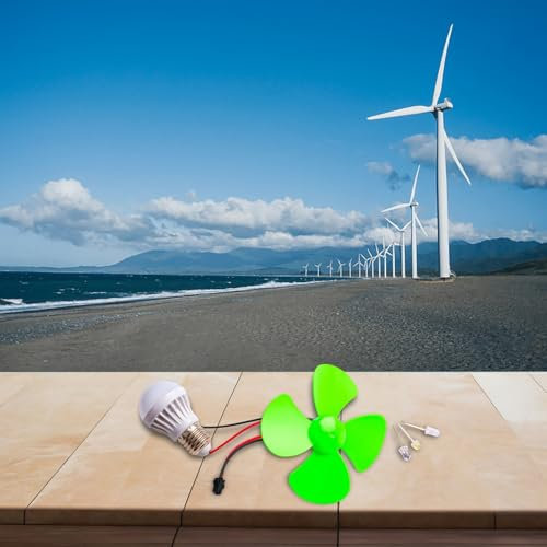 Kit éducatif de mini turbine éolienne 12 V avec petit modèle de générateur avec lames pour expériences scientifiques (avec bleu)