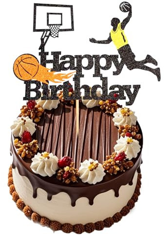 Xvbhaq Basketball Tortendeko Geburtstag, Basketball-Kuchenaufsatz Tortenaufsatz Alles Gute zum Geburtstag，Geburtstagsparty-Zubehör, Sportthema, Jungengeburtstag