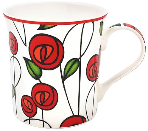 THE Leonardo Collection Mackintosh Mug Charles Rennie Mackintosh, Tea and Coffee Mugs for Hot Drinks | Fine China Printed Mugs for Kitchen & Home | Reusable Ceramic Cups for Every Occasion