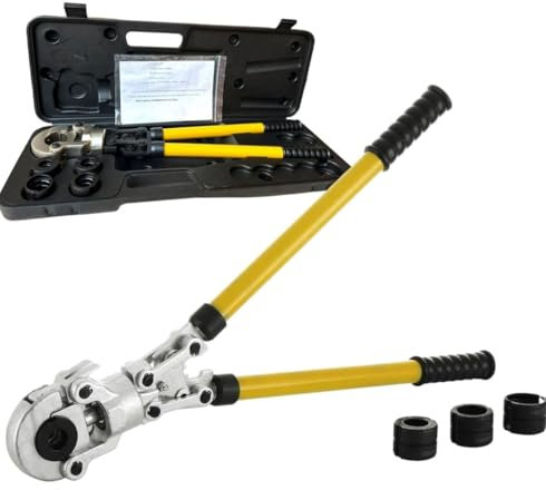 Pinza Crimpatrice Idraulica Manuale, Set con Matrici 16-32mm per Tubi Multistrato, Valigetta Inclusa