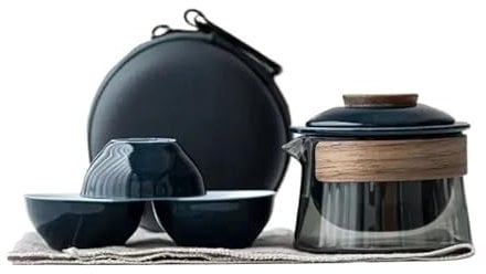 1 Bowl 3 Cup Zen Teapot and Tea Cup Set Kit Household Tea Making Travel Set Outdoor Portable Bag Chinese Tea Set Supplies(Style 3)