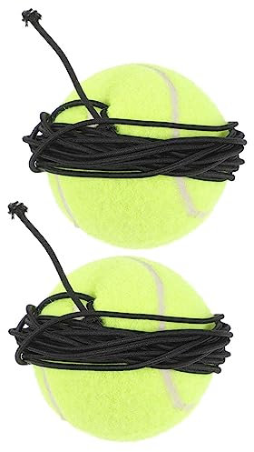HEMOTON 2 Stück Hundetennisbälle Mit Seil Langlebig Und Geschmeidig Trainingstennisbälle Für Drinnen Und Draußen Interaktives Haustierspielzeug Für Welpen Und Hunde