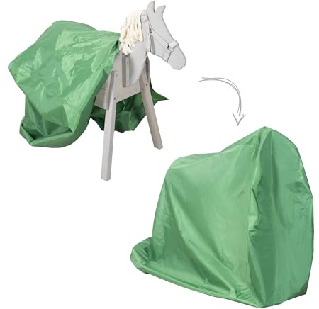 roba Abdeckplane für Voltigier- & Spielpferd aus wetterfestem Kunststoff - Passend für alle roba Outdoor-Pferde 456038TE/GA und 456022TE/GA - Schutzplane mit Metallösen, Seil & Feststellknopf - Grün