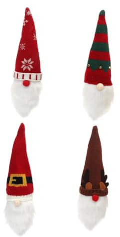 BAZEITFLOW 4 Pièces Housses de Bouteille de Décoratives avec Lutin Couverture Festive pour Bouteille Vin Décoration de Table pour Fête de Noël