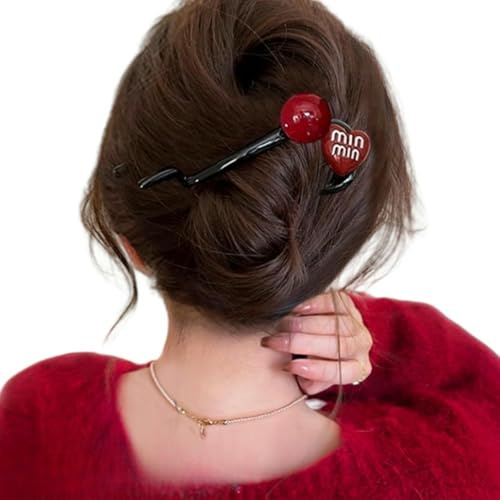 DuomaiJJ Haarklammern 2-Pack-frauenrücken Von Kopfbrötchen Haarnadel Rote Blumen Haarnadel-5