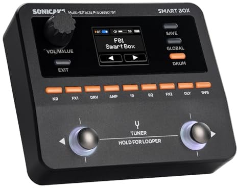 SONICAKE Smart Box Multi-Effects Processor for Guitar Bass 130+ Effects | NAM/IR Support, Looper, Built-in Tuner/Metronome, USB Audio Interface, Stereo Output