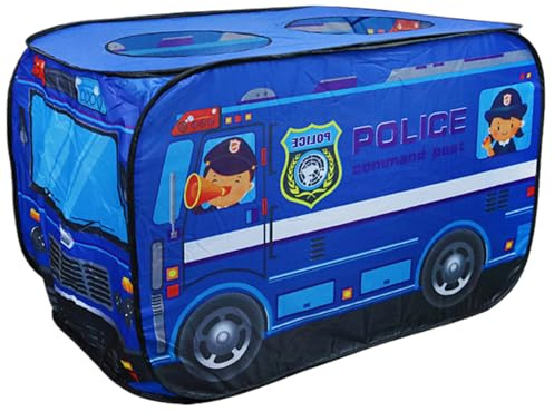 Syglawnd Play Tent, Kids Pop-Up Tent 44.1x27.6x29.5 Foldable Car Breathable Play with Rolling Door & Skylight Non Shrink Fade Resistant Kids for Pretend, Police for Daily Use