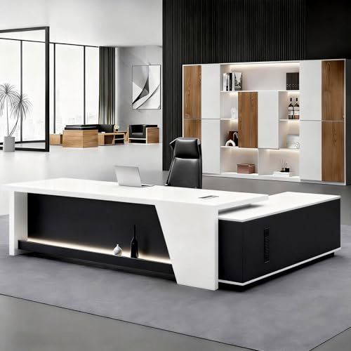 ZRBDDEF Moderner Schreibtisch mit Stauraum, L-förmiger Bürotisch, Großer Arbeitstisch für Büro, Empfangstheke, Arbeitsplatz