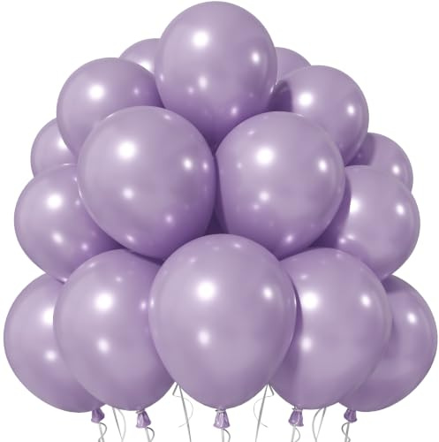 Jobkoo Pearl Purple Balloons 12 inch, Pastel Light Purple Party Balloon | Lavender Lilac Latex Helium Balloons for Wedding Baby Bridal Shower Bachelorette Fairy Princess Birthday Party Decorations