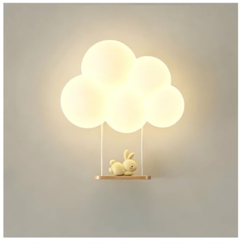 LUOYAOB Kinder-Wolke-Wandleuchte, Kinderzimmer-Wandleuchte, Cartoon-Affe-Tier-Wandleuchte dimmbare Schlafzimmer- und Babyzimmerbeleuchtung weißer Schirm Nachttisch-Wandleuchte Kinderzimmer(G)