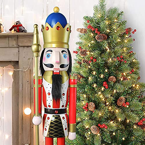 ECOM-CDL - Cascanueces gigante de madera, diseño rey/soldado (121,92 - 152,4 - 182,88 cm)