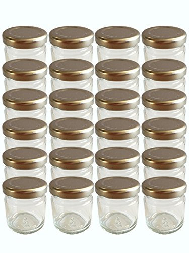 hocz 28er Set leere Rundgläser Mini Gläser 53 ml Deckelfarbe Silber To 43 Sturzgläser Marmeladengläser Einweckgläser Honig, Gläser, Einmachgläser, Portionsgläser, Probiergläser Imker Honiggläser
