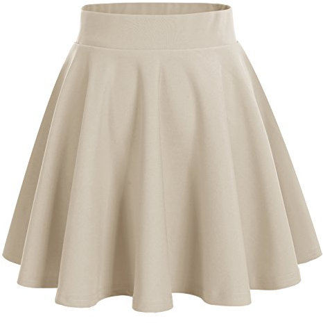 DRESSTELLS Rock Damen Kurz Sommer Tennisrock Knielang Minirock High Waist Faltenrock Mädchen Beige Skater Rock Apricot S