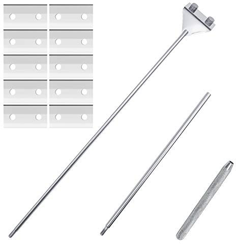 Famgee Aquarium Fish Tank Tools Kit Stainless Steel Algae Cleaning Scraper Razor Cleaner With 10 Pcs Blades (26 Inch)
