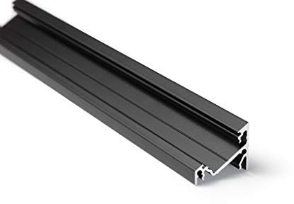 LED Eckprofil 2m C14 Aluminium Schwarz für LED Streifen inkl. Abdeckung klick matt, für LED Bänder bis max. 14mm (Schwarz, 2m klick matt)