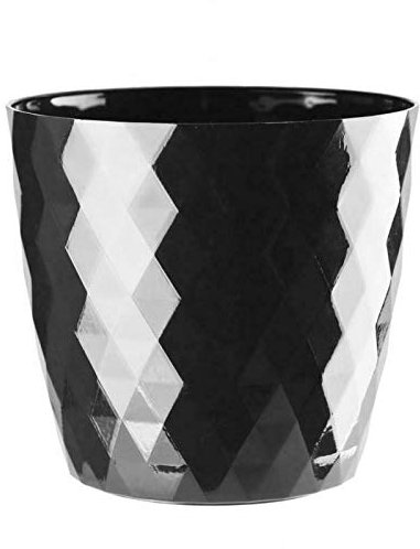 KORAD Cristal Indoor Flower Pot Covers without Drainage Holes. Round, Plastic Plant Pots Container for all Houseplants. 9 Modern Colours and 7 Sizes (14 cm - 5.5 inches, Black)