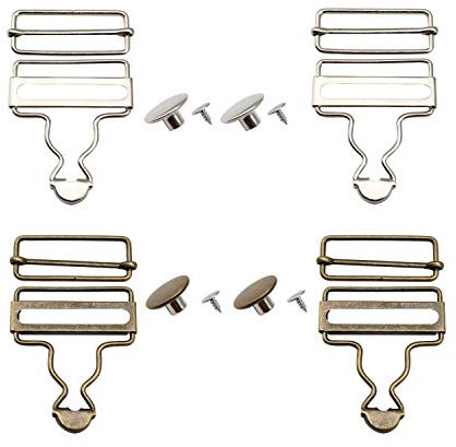 YFaith 4 Sets Latzhosenschnallen, Metall Trägerschnallen, Hosenträger Verschluss, Jeansknöpfe, Rechteckigen Schiebeverschlüssen, für DIY Art Sewing Clothing Craft (Silber, Bronze)