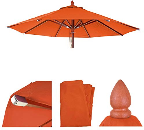 Mendler Ersatz-Bezug für Holz-Sonnenschirm HWC-C57 rund Ø3m - Terracotta | Sonnenschirmbezug, Polyester, Gastronomie, 3kg