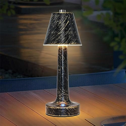 ACMHNC Akku Tischleuchte Vintage - LED Tischlampe Kabellos Touch Dimmbar (3000K Warmweiß), USB Aufladbar, 10 Std. Dauerlicht, Metall Bronzedesign - Für Schlafzimmer, Restaurant & Outdoor