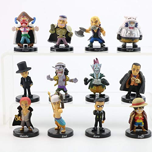 Set of 12 Anime One Piece Luffy Kuro Sbanks Figure Straw Hat Toy Anime PVC Collection Model Figurine for Office Home Decoration Ornaments