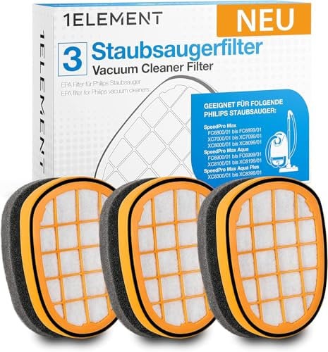 [incluye] 3 filtros para aspiradora Philips [SpeedPro Max, serie 7000 y 8000] – 3 filtros de espuma/inserto para alérgicos contra el polvo fino [FC6723 XC8147 XC7042] Fácil instalación.