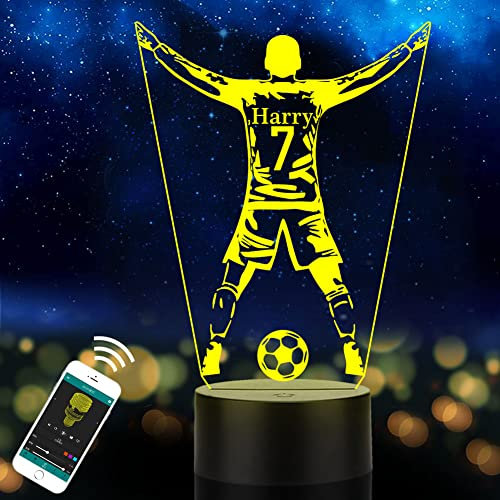 Luz de fútbol personalizada, lámpara de mesa con nombre para niños, niños, hijo o nieto, luz LED para cumpleaños, Halloween, Navidad, Año Nuevo