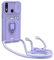 yanasuo Schiebe Kameraschutz Silikon Handykette Hülle kompatibel mit Samsung Galaxy A30 / A20, Metall Ring Halter Handy Cover,Verstellbarer Halskette Handyhülle-Lila
