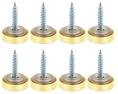 VictorsHome Lot de 8 vis de miroir décoratives en laiton poli doré, 18 mm