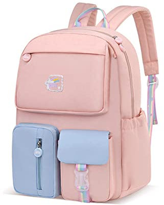 FANDARE Sac à Dos Enfant Sacs Scolaires Filles Garçons Cartables Scolaires Sac d'école Sacs Scolaires pour 1-3 Année Étudiant Outdoor Voyage école Daypacks Imperméable Polyester Rose Bleu S
