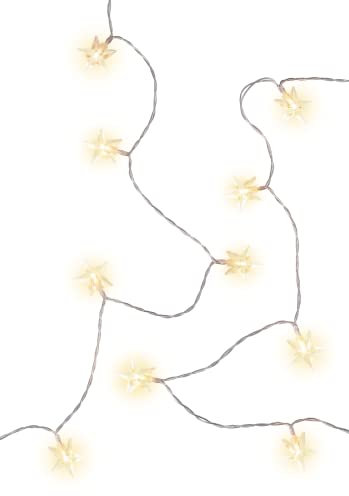 goobay 60334 80er LED-Lichterkette/LED Sterne/Lichterkette mit Timerfunktion und 2 Leuchtmodi/Warmweiß (3000 K) / Batteriebetrieben für Innen und Außen / IP44, Klar