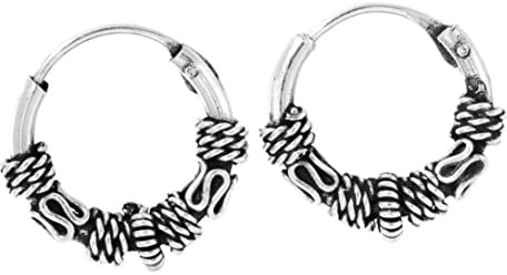 WINDALF Schmuck Creolen KIANA Ø 12 mm Vintage Silbercreolen Vikings Muster Handarbeit 925 Sterlingsilber