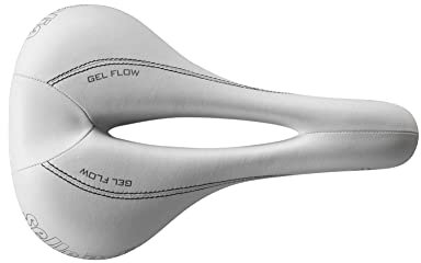 Selle Italia Lady Gel TM Flow – Damen Rennradsattel, Mangan Schienen Ø7, Fibra-Tek Bezug, Komfortgel & Stoßdämpfer – Größe L2, Weiß