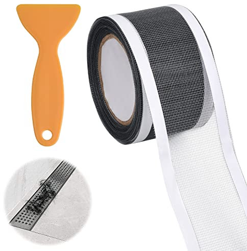 Laughhe 2.8 Zoll Einweg Duschabfluss Mesh Aufkleber, Abfluss Haarfänger Haarsieb Dusche Rechteckiger Filter Waschbeckenfilter mit Plastikspachtel für Duschen Badewannen