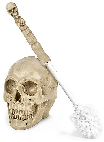 WC-Bürste und Halter-Set für Badezimmer, Totenkopf-Skelett, Gothic, Badezimmer-Dekor, Toilettenschüssel-Bürsten-Set, platzsparend für die Lagerung, tropfsicher, einfach zu montieren, Tiefenreinigung