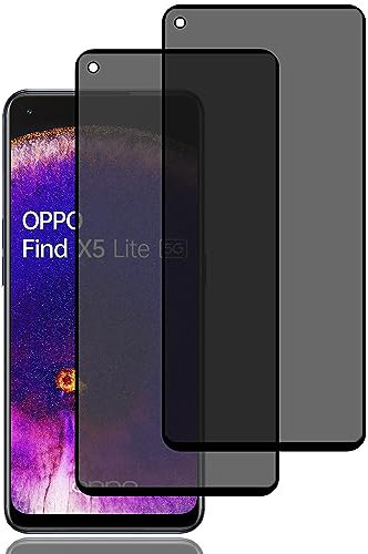 Verre Trempé Anti-Espion pour Oppo Find X5 Lite/Oppo Reno7 5G [2 Pièces], Protection D'écran Anti-Espion, Protecteur D'écran de Confidentialité, 9H Dureté, Anti-Rayures, Film de Protection Écran