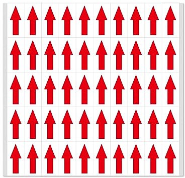 YIKIADA 500 Stück rote kleine Pfeil-Aufkleber, 4,1 x 2,9 cm, wasserdicht, selbstklebende Etiketten für Gasflussrichtungsprüfung
