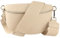 MIRROSI® Bauchtasche Damen, Echtleder, Made in Italy, Umhängetasche, Brusttasche, Crossbody Bag (1 Tasche & 2 Gurte) (Beige (Doppel Raute), Große Tasche (28x18x9cm))