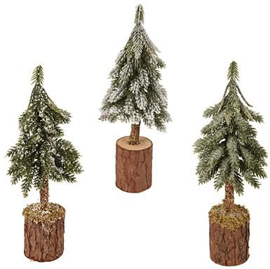 CHICCIE 3er Set Mini-Tannenbäume Beschneit 21x7cm Weihnachtsbaum Winter Advent