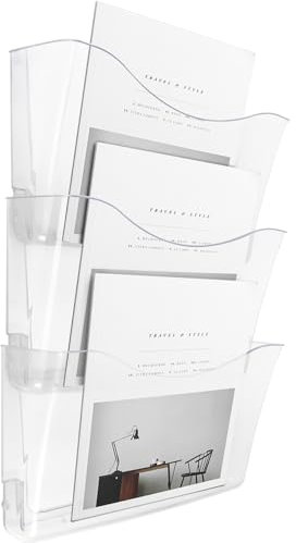 Juwacoo Lot de 3 porte-documents empilables en acrylique transparent pour documents A4