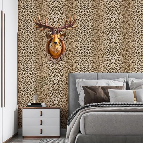 Simon&Siff Leopard Print Wallpaper 17.3'' x 39.4ft, Non-Pasted, Textured, Glitter, Animal Wallpaper for Bedroom, Living Room Decor